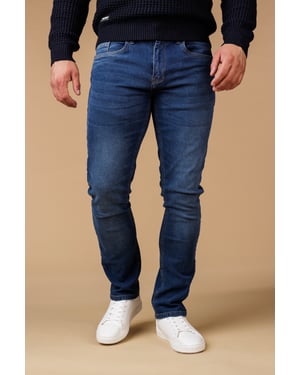 Mid Navy Straight Leg Cotton Rich Jeans