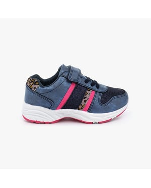 PACIFIC Girls Elasticated Touch Fasten Trainers Metallic Blue/Ocelot