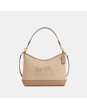Laurel Shoulder Bag in Canvas with Horse and Carriage