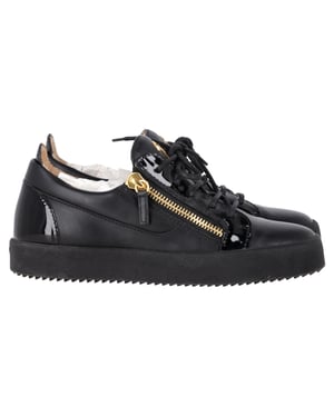 Giuseppe Zanotti Frankie Sneakers met Ritsdetail in Zwart Leer