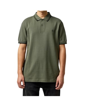 Fred Perry M3600 Twin Tipped Polo Shirt In Wreath Green