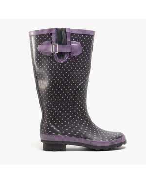 Stormwells WEAMELL Womens Wellington Boots Mauve Polka Dot/Navy