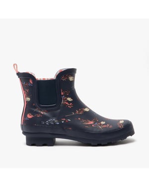 Stormwells RIVER Womens Rubber Ankle Wellington Boots Navy/Floral