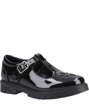 FIONA Girls Leather School Shoes Patent Black