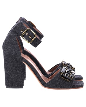 Marni Felt Crystal Embellished Ankle Strap Sandals in Grey Wool
