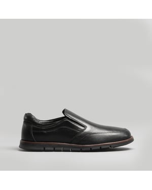 ADONIS Mens Leather Slip on Shoes Black