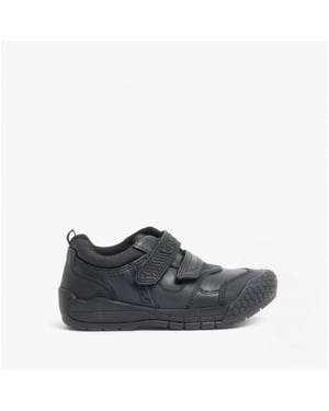 STRIKE Boys Leather Touch Fasten School Shoes Black