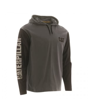 CAT 1510425 Mens Cotton Hooded Long Sleeve T-Shirt Dark Grey