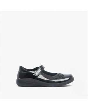 WISH Girls Leather Mary Jane School Shoes Patent Black