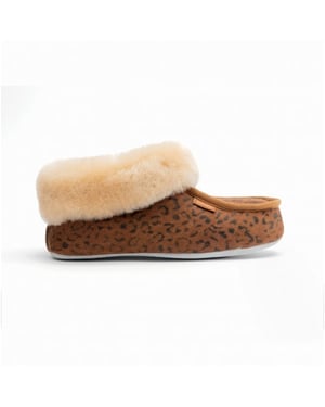 Shepherd MOA Womens Sheepskin Slipper Boots Chestnut/Leopard