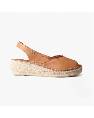 BERNIA Ladies Leather Slingback Espadrilles Tan