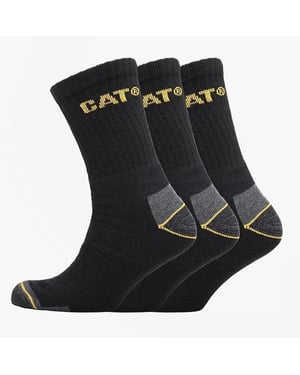 CAT CREW 3 PACK Mens Boot Socks Black
