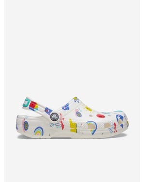 Crocs Kids Classic Doodle Print Clog in White
