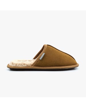 Dunlop TAYLOR Mens Suede Mule Slippers Cognac