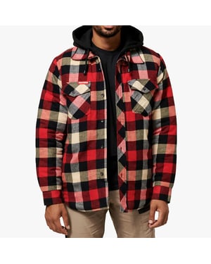 Hard Yakka QUILTAD FLANELL Herrskjorta Jacka Röd