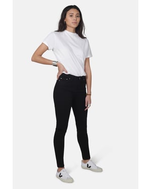Black Organic Cotton Super Skinny Mid-Rise Denim Jeans
