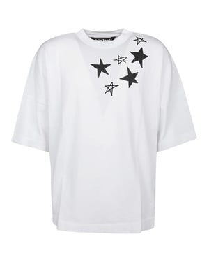 Palm Angels vallende sterren overlogo oversized wit T-shirt