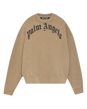 Palm Angels GD Curved Logo Beige Sweatshirt