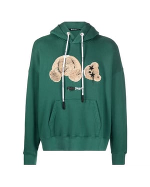 Palm Angels Kill The Bear-logo bosgroene hoodie