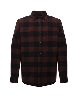 Palm Angels Classic Logo Brown Flannel Overshirt Jacket