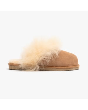 Shepherd EVELINA Womens Sheepskin Mules Chestnut