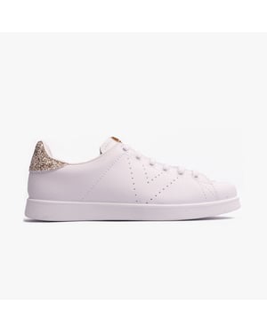 TENIS LEATHER & GLITTER Womens Trainers Cava