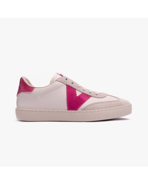 BERLIN FAUX LEATHER & SPLIT Womens Trainers Fucsia