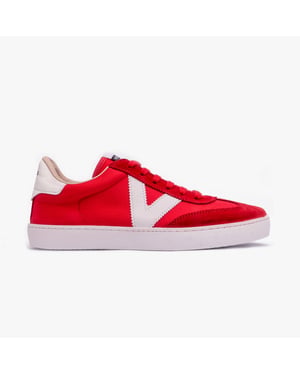 BERLIN SPLIT LEATHER & NYLON Womens Trainers Rojo