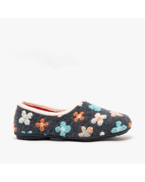 Sleepers GRACIE Womens Knitted Full Slippers Grey Multi