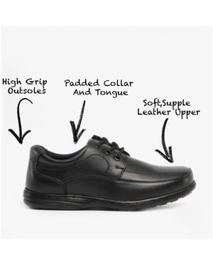 ADAM Boys Leather School Shoes Black