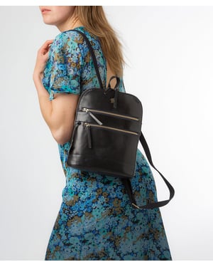 'Francisca' Navy Leather Backpack