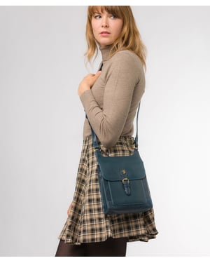 'Sasha' Snorkel Blue Leather Cross Body Bag