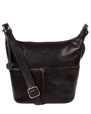 'Kristin' Navy Leather Shoulder Bag