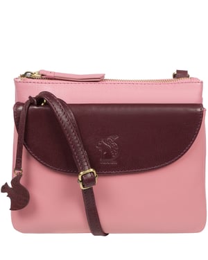 'Tillie' Blush and Plum Leather Cross Body Bag