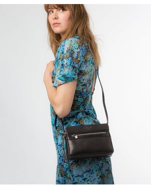 'Drew' Navy Leather Cross Body Bag