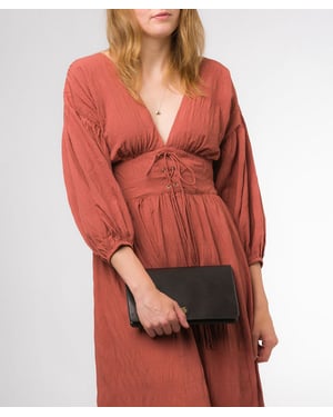 'Cherish' Black Leather Clutch Bag