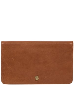 'Cherish' Dark Tan Leather Clutch Bag