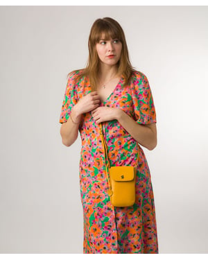 'Buzz' Lemon Drop Leather Cross Body Phone Bag