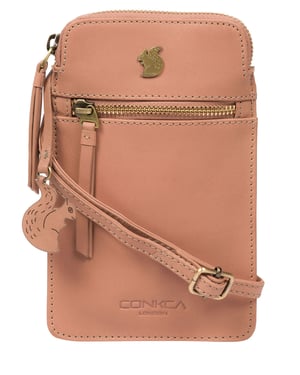 'Bambino' Subtle Pink Leather Cross Body Phone Bag