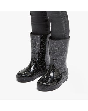 FitFlop WONDERWELLY Kids Rain Boots Black Glitter