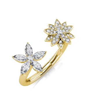 Broderlig Bloom Ring - Guld och Kristall