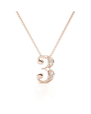 Nummer 3 Hängen - Rose Gold och Crystal