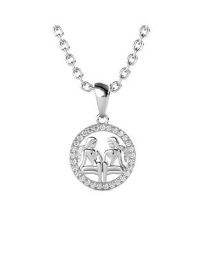 Gemini Zodiac Hängen - Silver och Kristall