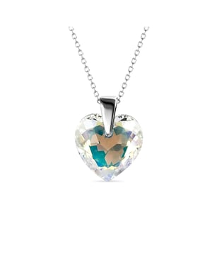 Kristallen Hart Hangers - Zilver en Glanzend Wit
