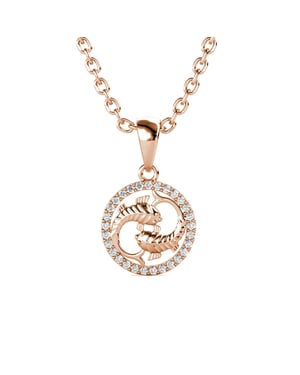Fiskarna Zodiac Hängen - Rose Gold och Crystal