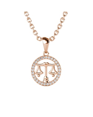 Weegschaal Zodiac Hangers - Roségoud en Kristal