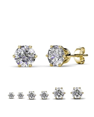Solitaire L-oorbellen - Goud en kristal