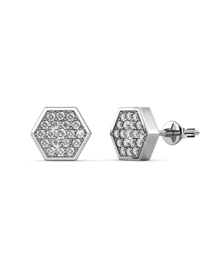 Hexagon örhängen - Silver och Kristall