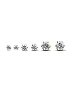 Solitaire oorbellen S, M, L - Goud en kristal