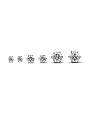 Solitaire oorbellen S, M, L - Roségoud en kristal